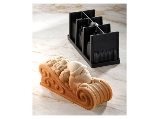 'Wish' Silicone Yule Log Mould - Santa with sleigh - 25 x 8 x 10cm - Pavoni