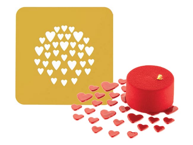 Silicone Chablon Stencil Mat Naturae (x 2) - hearts pattern - 16 x 16cm - Silikomart