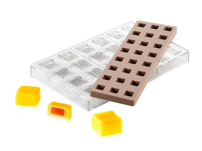 Mould chocolate with insert - 24 squares - 2.5 x 2.5 cm - Silikomart