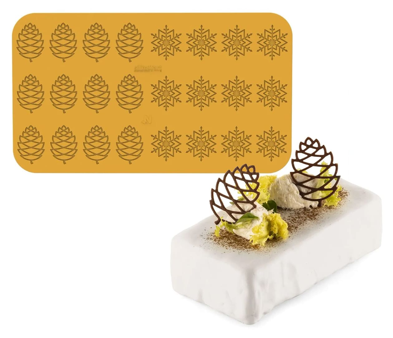 Mould silicone Naturae - 24 pine cones and snowflakes - 47 x 27cm ...