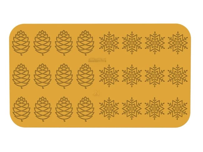 Naturae Silicone Mould - 24 pine cones and snowflakes - 47 x 27cm - Silikomart