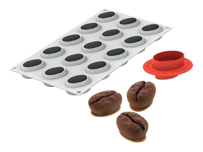 Silicone Mould - 15 coffee beans - 30 x 17,5cm - Silikomart