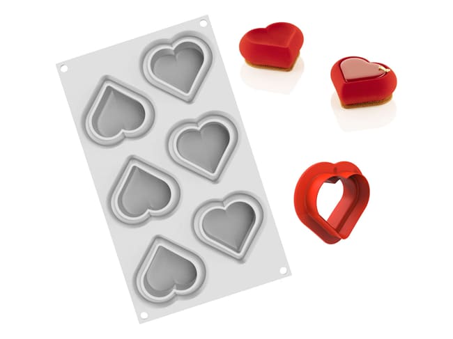 Heartix Silicone Mould - 6 hearts - 30 x 17.5cm - Silikomart