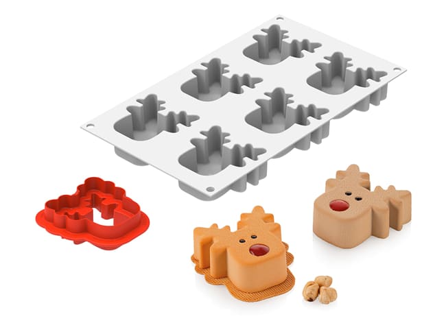 Silicone Mould 6 Rudolph reindeer - 30 x 17,5cm - Silikomart