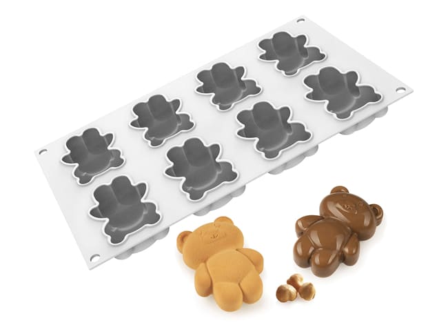 Silicone Mould - 8 teddy bears - 30 x 17,5cm - Silikomart