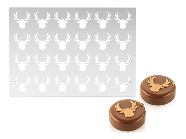 Silicone Chablon Stencil Mat (x 2) - 48 Rudolph reindeers - Silikomart