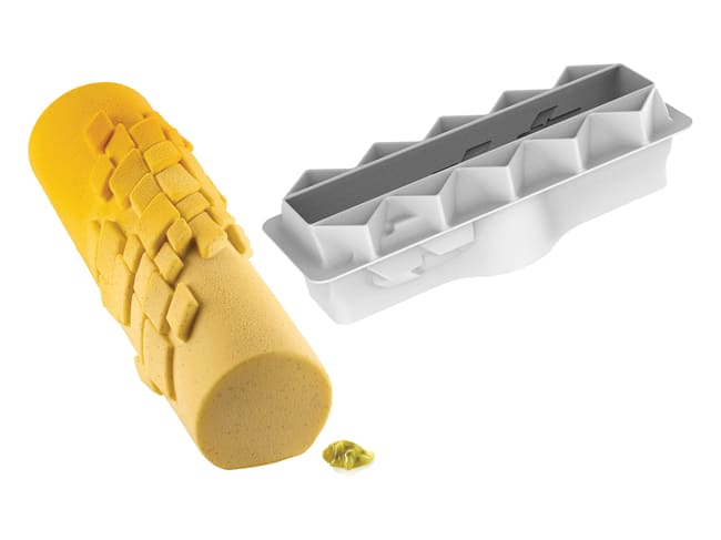 Yule Log Silicone Mould - Pixel - 25 x 8.5 x H 7cm - Silikomart