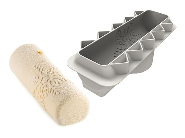 Yule Log Mould Snowflake - 25 x 8,1cm - Silikomart