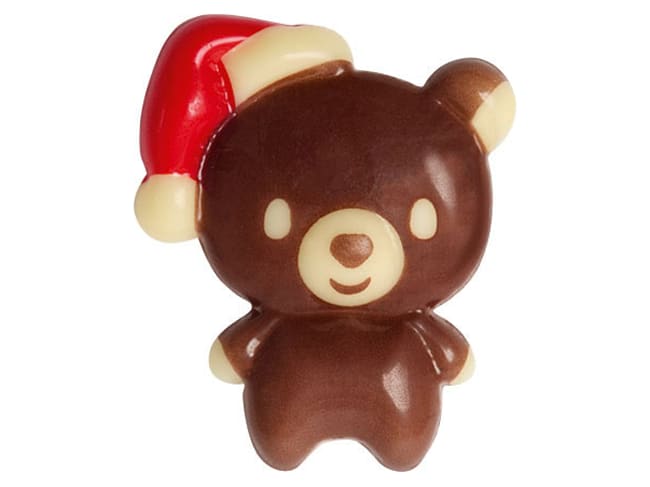 Printed Thermoformed Chocolate Mould - Christmas teddies - 3 x 3.6cm - Florensuc