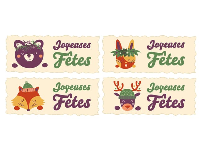 Festive Wafer Paper Banner Decorations - Winter animals - Florensuc