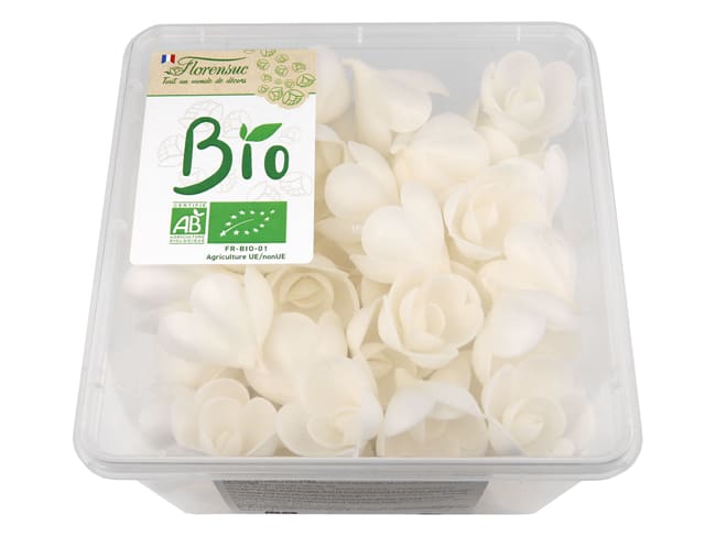 Organic Small White Roses (x 72) - Rice Paper - Ø 4cm - Florensuc