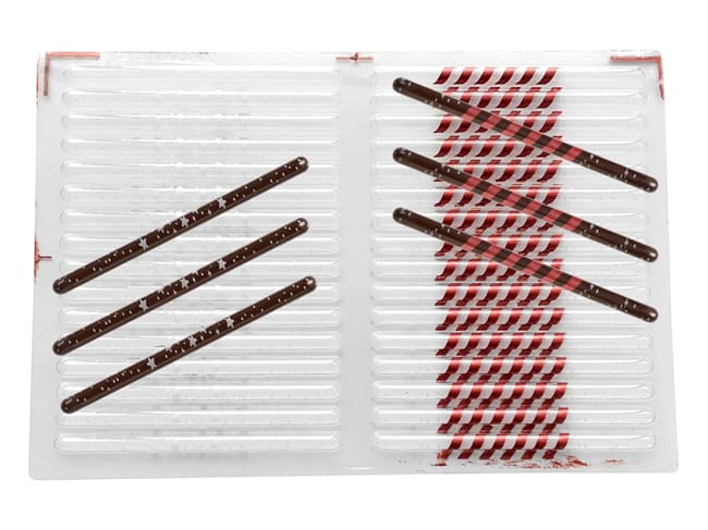 Pre-printed Thermoformed Mould - Christmas chocolate sticks - 12 x 0.7cm - Florensuc