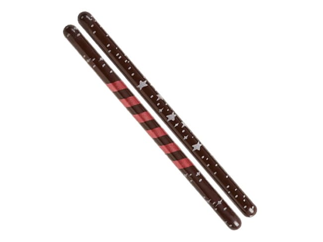 Pre-printed Thermoformed Mould - Christmas chocolate sticks - 12 x 0.7cm - Florensuc