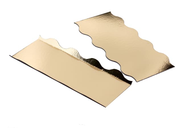 Gold/Black Rectangle Cake Board, Wavy Edges - 29 x 10cm (x 50) - Tradiser