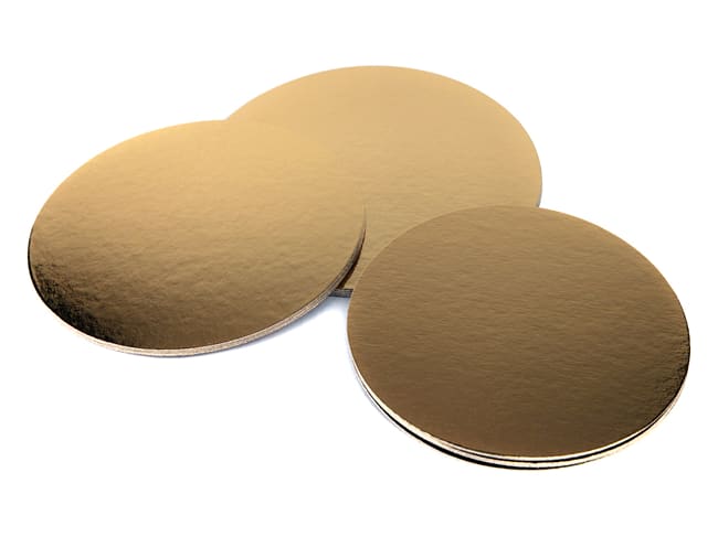 Pack of 15 Cake Boards - Gold/black round boards - Ø 20, 22, 24cm - Tradiser