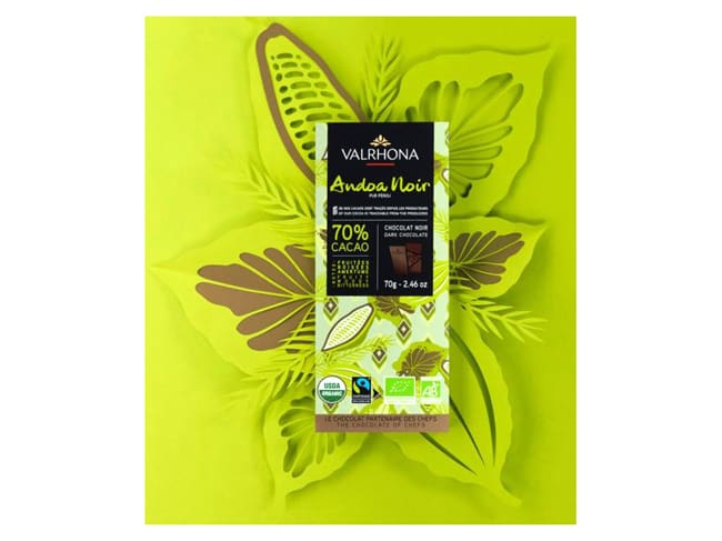 Andoa Bio 70% Dark Chocolate Bar - 70g - Valrhona