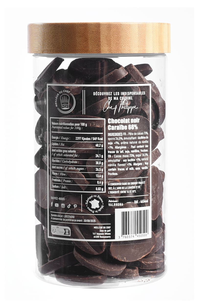 Caraïbe Dark Chocolate Feves 66% - 1kg - Valrhona - Meilleur