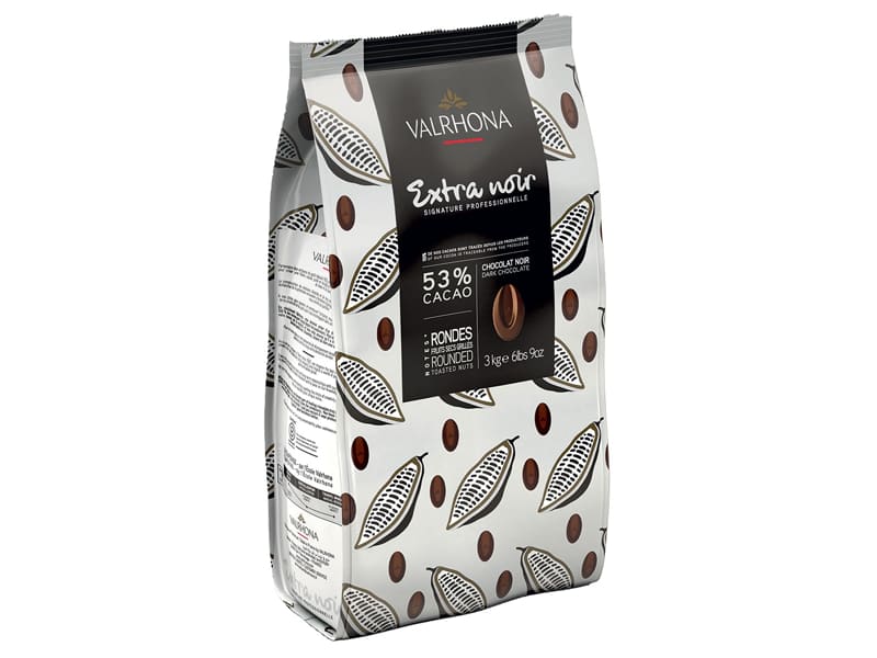 Extra Noir Dark Chocolate - 53% cocoa - 3kg - Valrhona - Meilleur