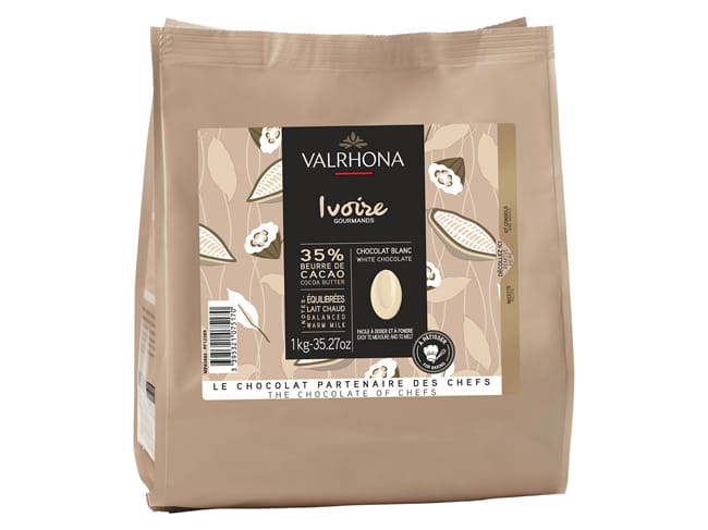 Ivory White Chocolate Feves 35% - 1kg - Valrhona