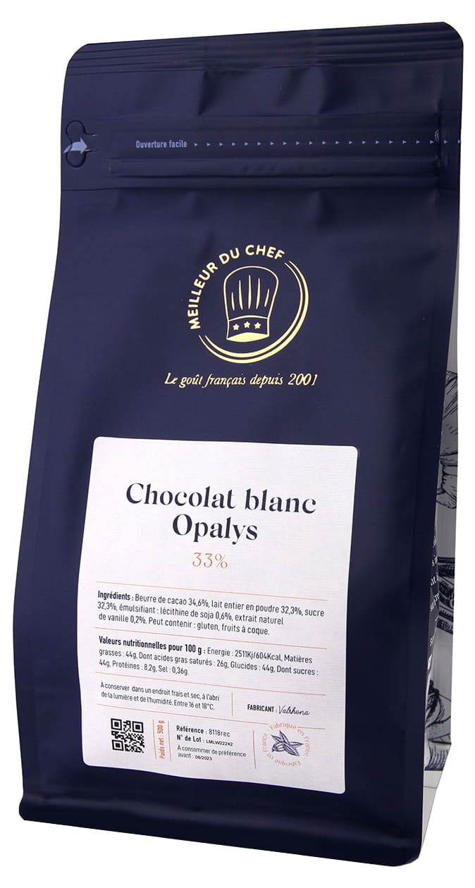 Chocolat blanc Opalys 33% - 500 g - Valrhona - Meilleur du Chef