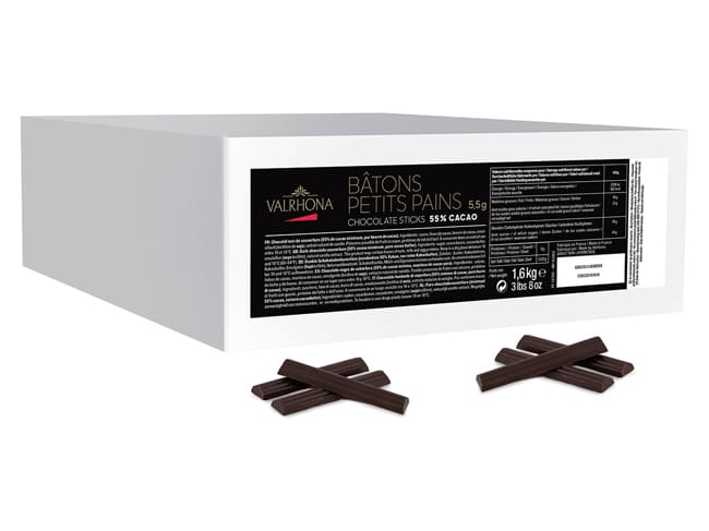 Premium Chocolate Baking Sticks 55% - Pain au Chocolat - 290 Sticks - Valrhona