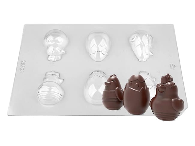 Thermoformed Chocolate Mould - Easter chick family - Valrhona