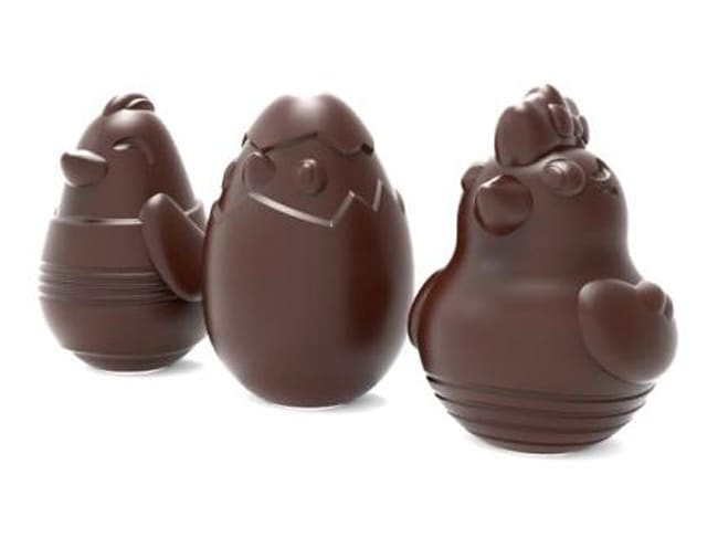 Thermoformed Chocolate Mould - Easter chick family - Valrhona