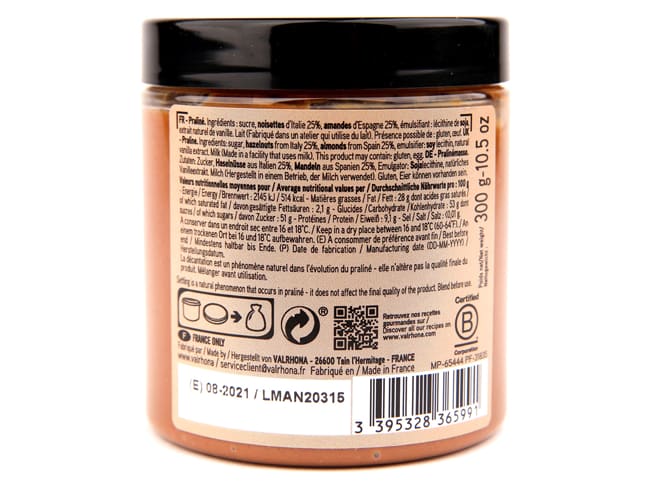 50% Almond & Hazelnut Praline Paste - 300g - Valrhona