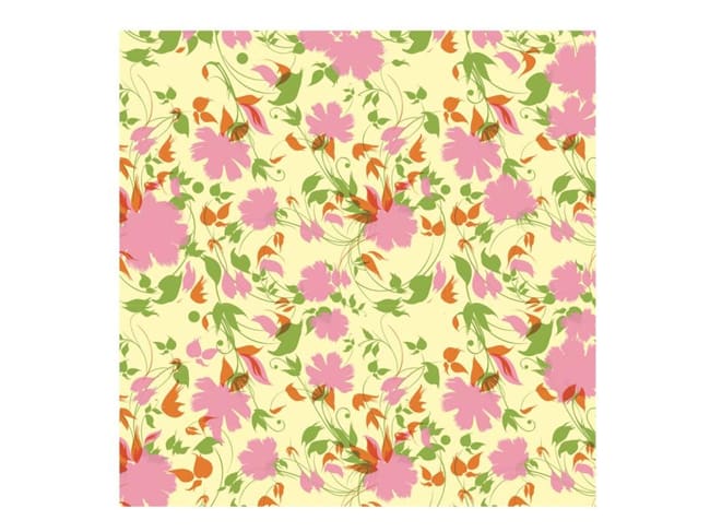 Chocolate Transfer Sheet - Pink and orange leaves - Pack of 5 sheets - Valrhona