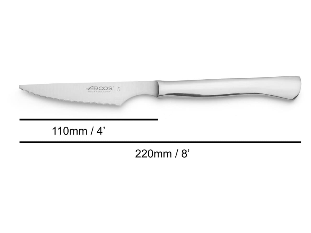 Couteau à steak lame crantée en inox 11cm Arcos Maitre