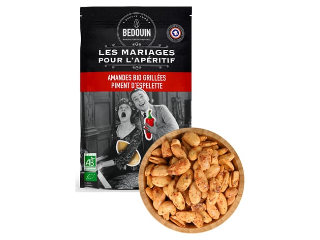 Amandes Bio grillées - au piment d'Espelette - 100 g DDM proche