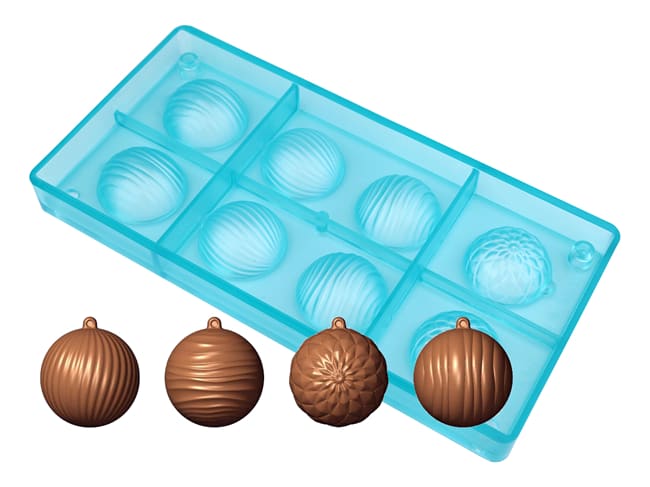 Moule chocolat - 4 boules de Noël