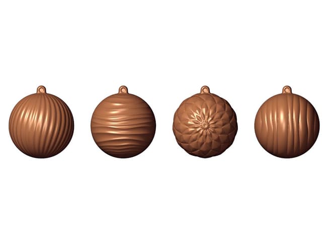 Moule chocolat - 4 boules de Noël