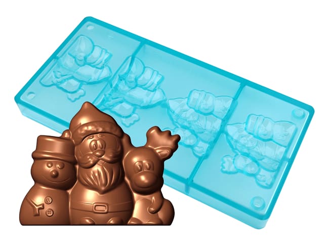 Moule chocolat Père Noël - bonhomme de neige et renne