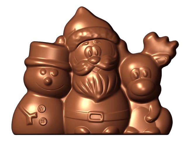 Moule chocolat Père Noël - bonhomme de neige et renne