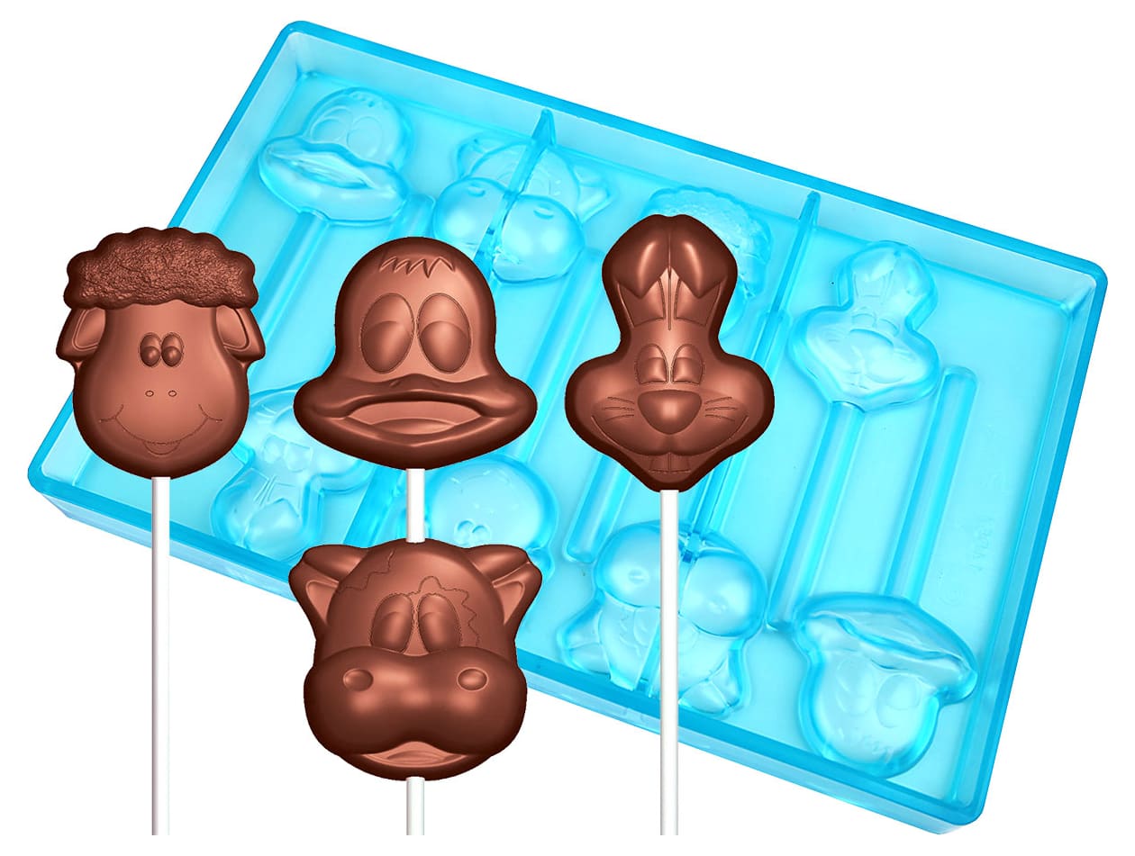 Moule Silicone Sucettes Noël 8 Cavités - Arbre, Renne, Bonhomme De Neige, Père Noël + 20 Bâtonnets
