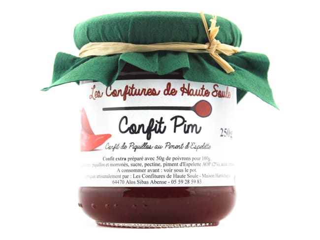 Confit PIM - piquillos et piment d'Espelette - 250 g - Confitures de Haute Soule