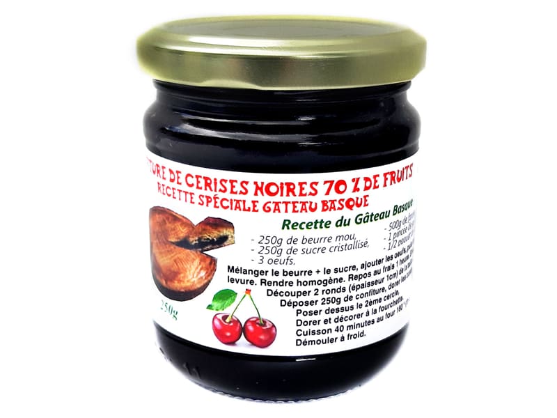 Confiture de cerise noire spéciale gâteau basque 250 g Confitures
