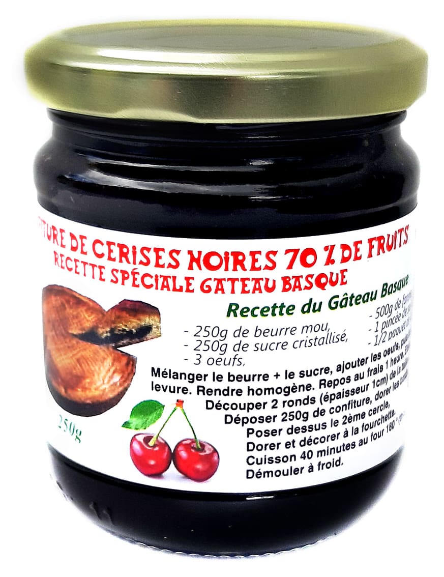 Confiture de cerise noire spéciale gâteau basque 250 g Confitures de Haute Soule