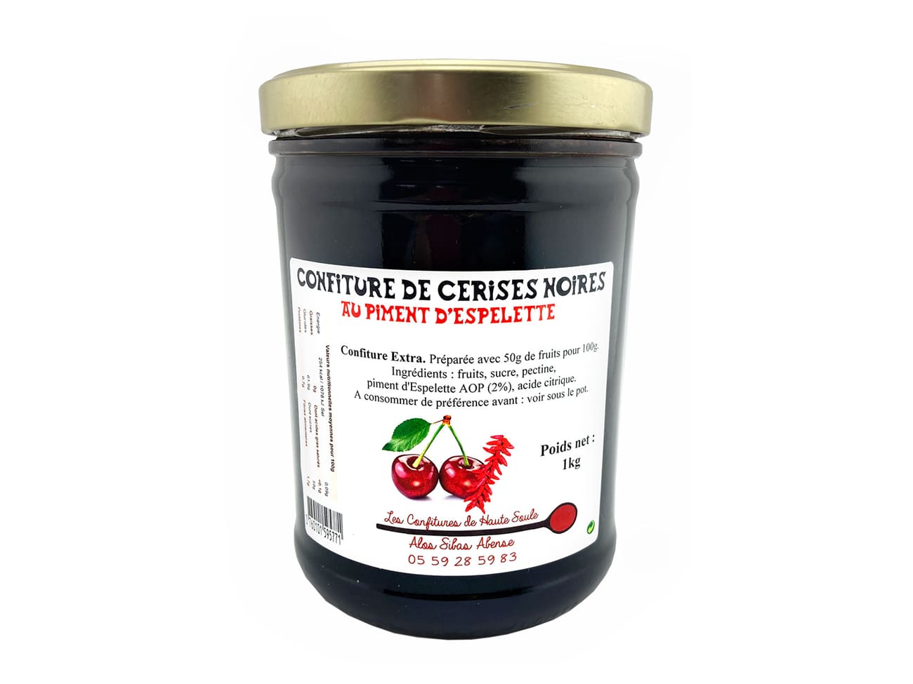 Confiture individuelle à la cerise noire Bio - Cie des Pyrénées 