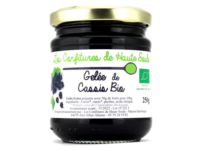 Gelée de cassis Bio - 250 g DDM proche - Confitures de Haute Soule