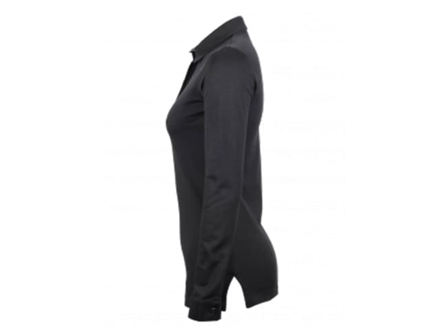 Polo femme UNA noir - Manches longues - Taille L (42/44) - Clément Design