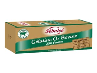 Gélatine Or origine bovine - certifiée Halal - 250 feuilles - Sébalcé