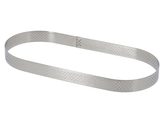 Oblong à tarte perforé inox - ht 2 cm - 27 x 8 cm - De Buyer