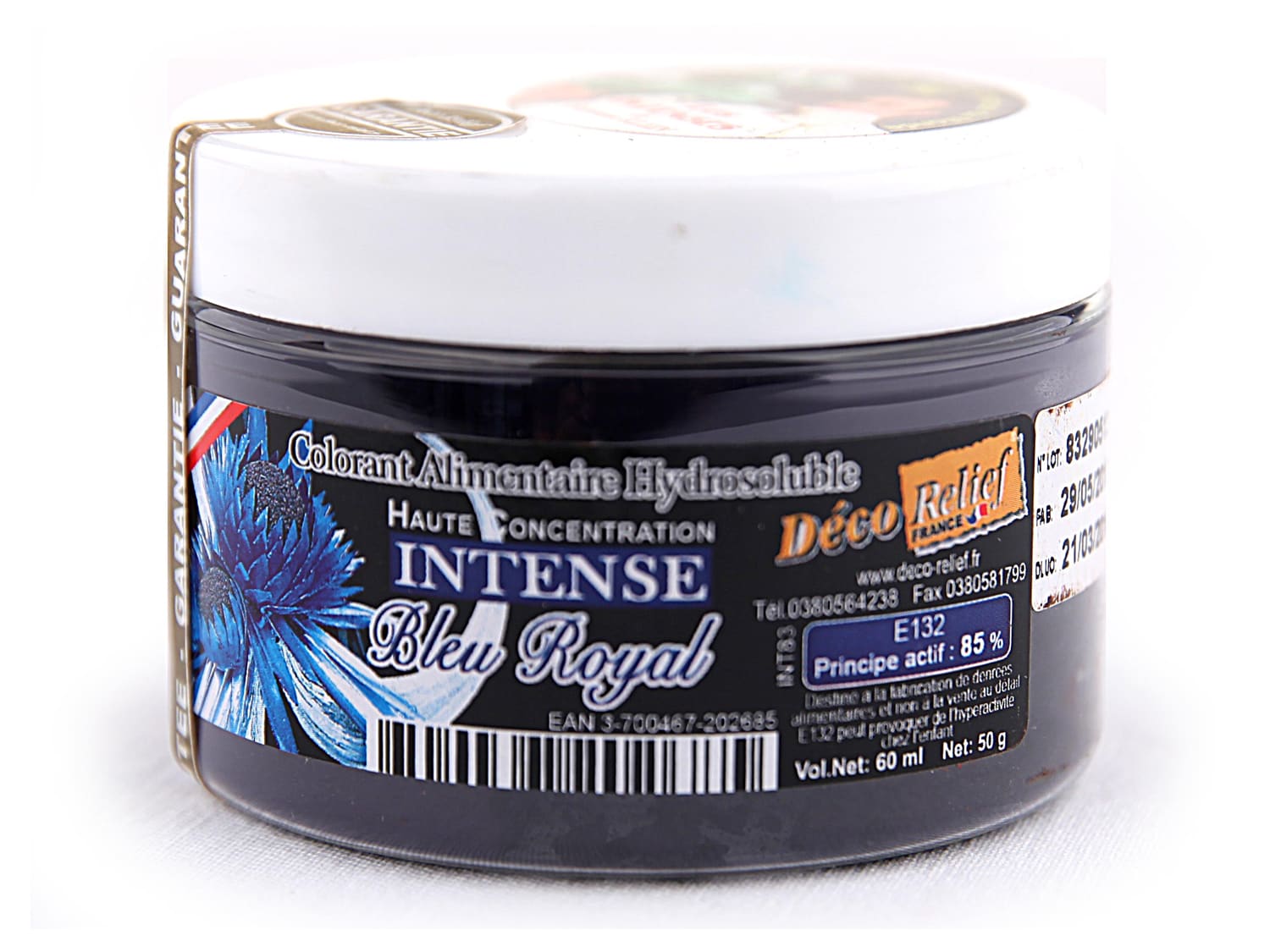 Colorant alimentaire bleu royal - hydrosoluble - 50 g - Déco