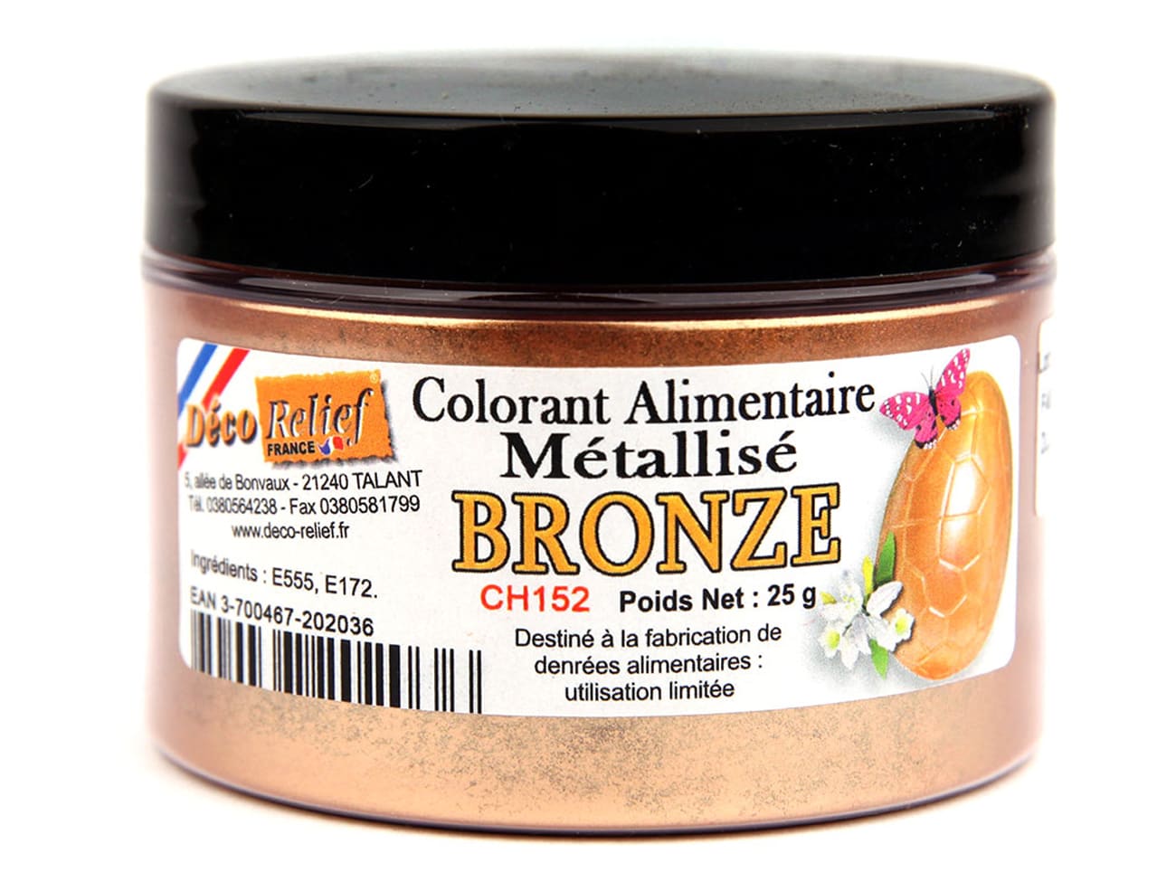 Colorant alimentaire métallisé Bronze - poudre liposoluble - 25 g