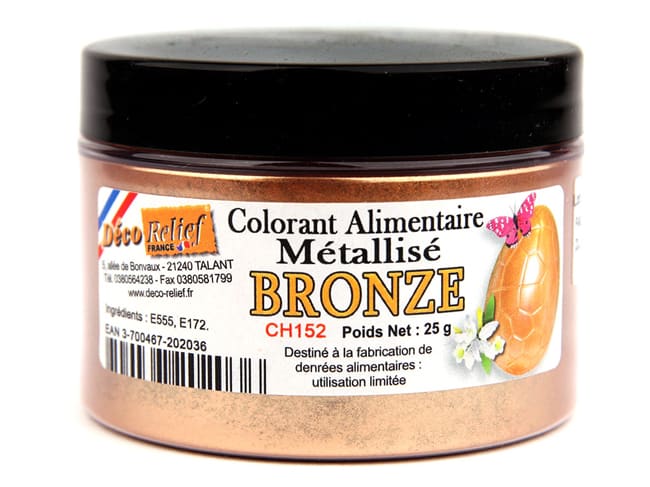 Colorant alimentaire métallisé Bronze - poudre liposoluble - 25 g - Déco Relief