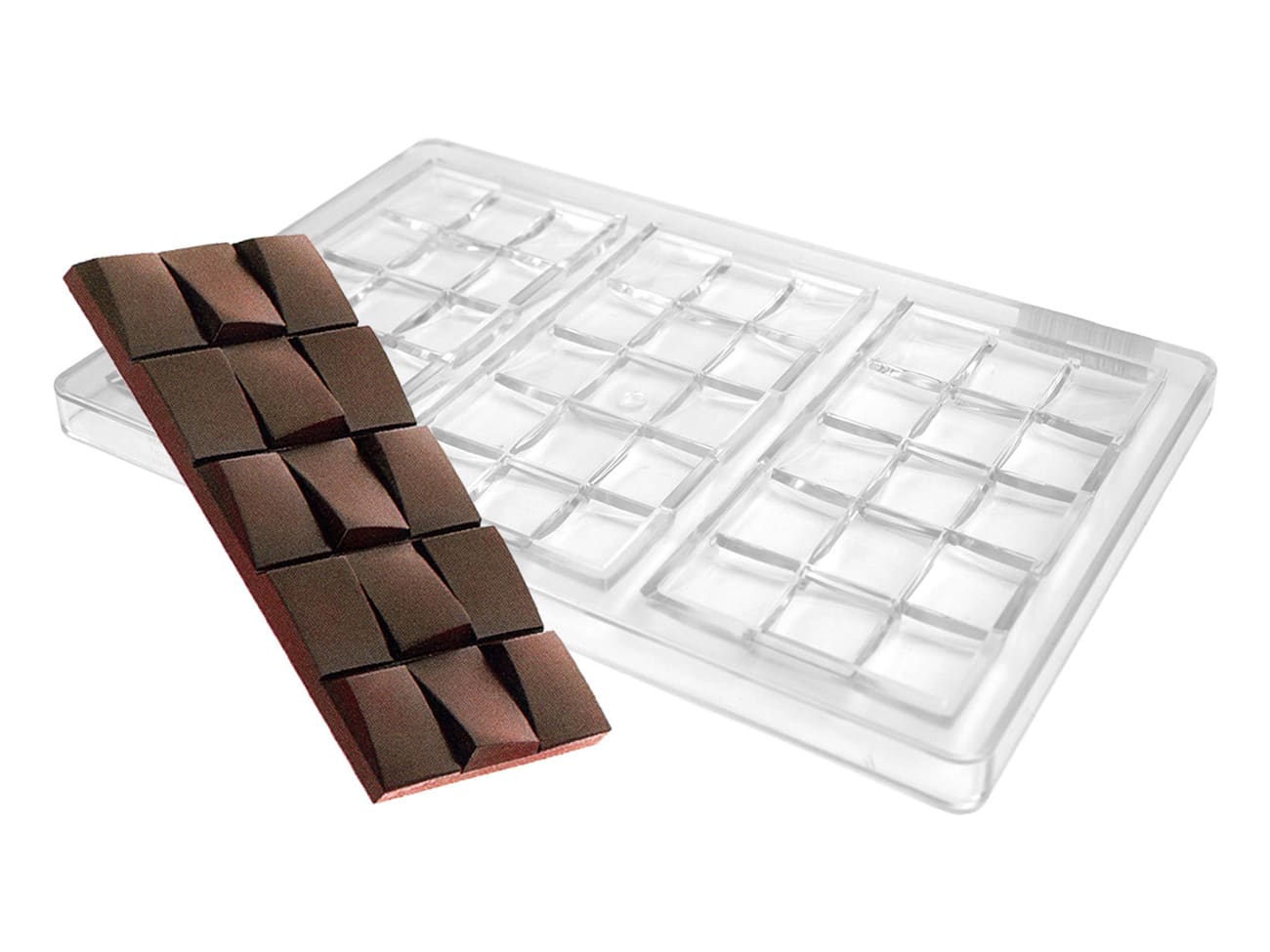 Moule à chocolat tablette carrés décalés 3 x 100 g