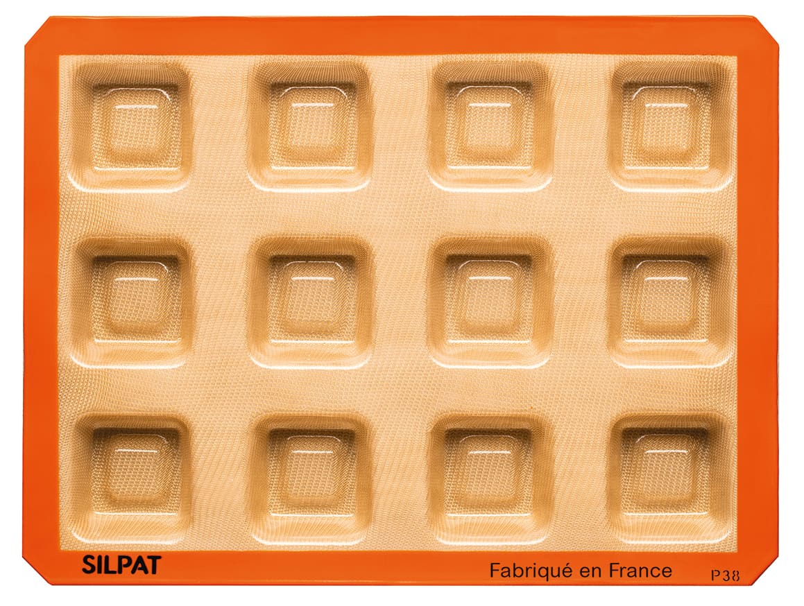 Moule savarin carré Silpat par Demarle - 12 empreintes - 40 x 30 cm ...