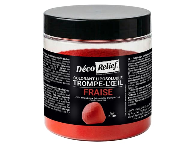 Colorant trompe-l'oeil Fraise - liposoluble - 100 g - Déco Relief